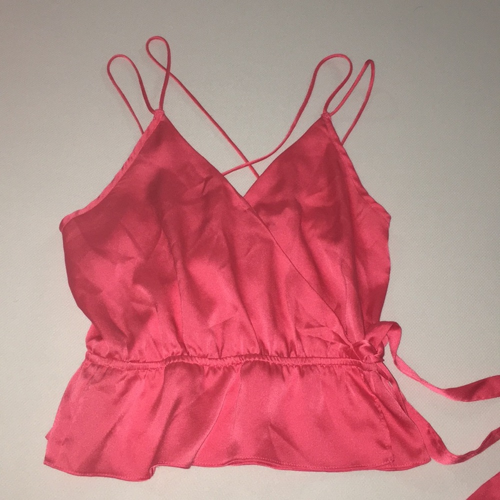 strappy pink tank top